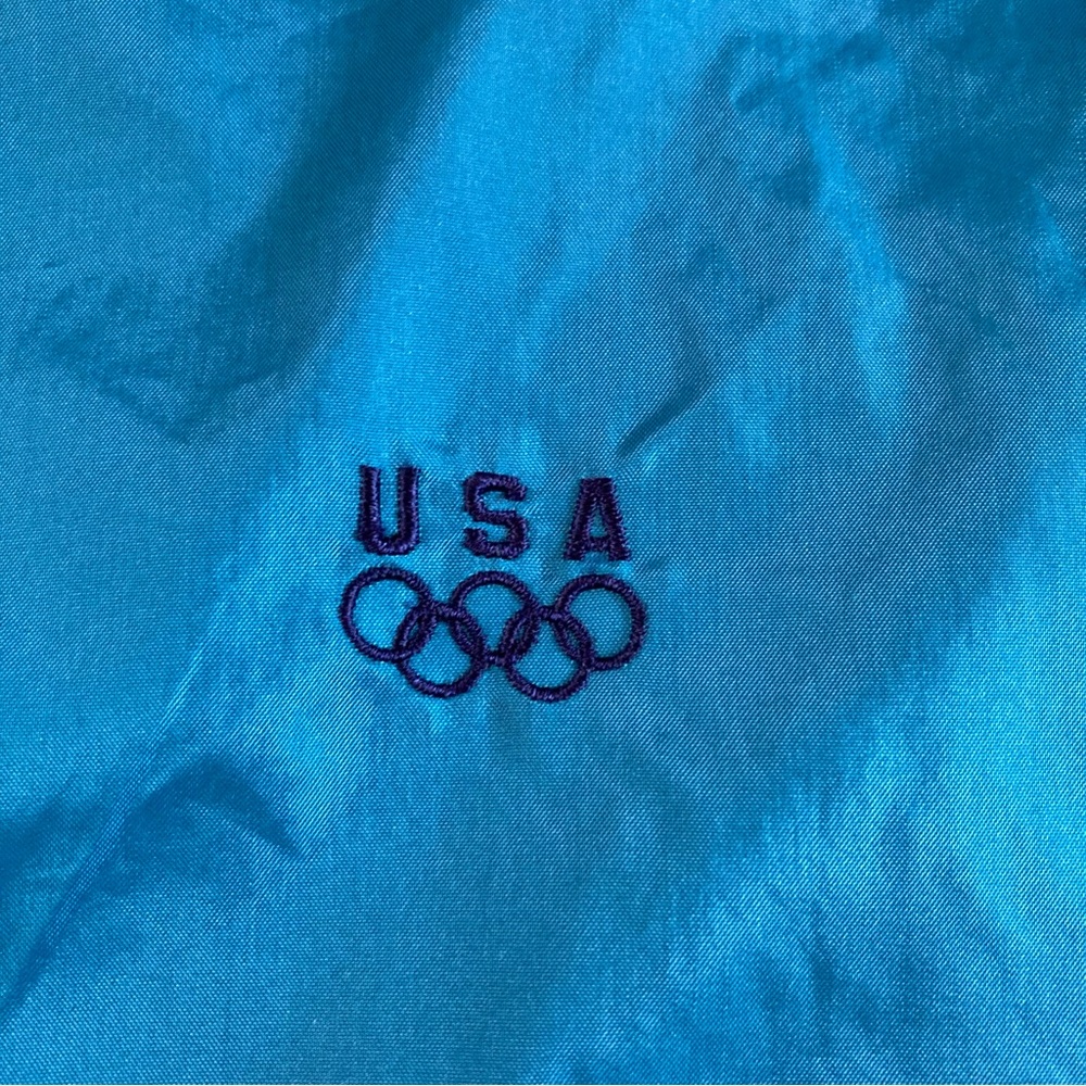 Vintage USA Olympics Color Block Nylon Windbreaker Jacket Full Zip Sz L - Picture 3 of 8